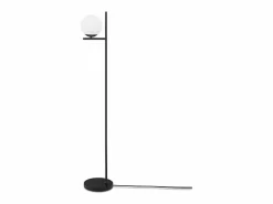 NETTLIFE Lámpara De Pie|Lámpara de Pie Industrial - Moderna Negra con Interruptor de Pie Diseño de Metal Lámpara de Pie de Vidrio E27 Vintage Cable de 2M
