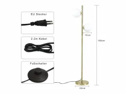 Lámpara de pie moderna para sala de estar - Lámpara de pie de diseño Lámpara de pie con casquillo E27 con interruptor de pie -166 cm^NETTLIFE Online