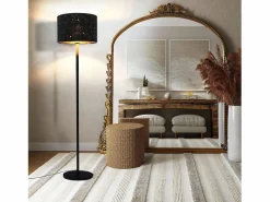 NETTLIFE Lámpara De Pie|Lámpara de pie moderna para sala de estar - de tela con casquillo E27 Máx. Diseño Estrella Dorada Negra 40W Pantalla 144cm