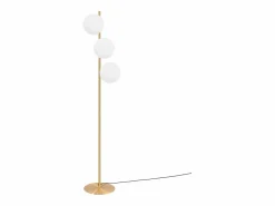 Lámpara de pie moderna -para sala de estar E27 Lámpara de 3 llamas con diseño dorado de pie industrial de vidrio y metal^NETTLIFE New