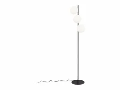 Lámpara de pie negra -moderna para sala de estar de 3 luces con interruptor de pie industrial vintage de vidrio con diseño de metal E27^NETTLIFE New