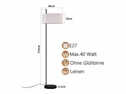 NETTLIFE Lámpara De Pie|Lámpara de pie para salón, lámpara de pie vintage, 154 cm, color , E27, lámparas de pie con interruptor de pie