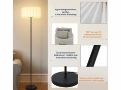 NETTLIFE Lámpara de pie vintage, lámpara de pie para salón, lámpara de pie, lámpara de pie con pantalla de papel , lámpara de pie para salón, lámpara G9 Blanco New