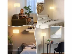 NETTLIFE Lámpara de pie vintage, lámpara de pie para salón, lámpara de pie, lámpara de pie con pantalla de papel , lámpara de pie para salón, lámpara G9 Blanco New
