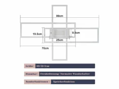 Lámpara de Techo LED Regulable 50W con Mando a Distancia Diseño Moderno Salón Dormitorio Geométrico para Cocina Pasillo^NETTLIFE Clearance