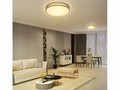 NETTLIFE Lámpara de Techo LED 38W Redonda Moderna Regulable con Control Remoto Lámpara de Dormitorio con Pantalla de Tela Lámpara de para Gris Clearance