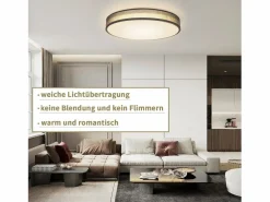 NETTLIFE Lámpara de Techo LED 38W Redonda Moderna Regulable con Control Remoto Lámpara de Dormitorio con Pantalla de Tela Lámpara de para Gris Clearance