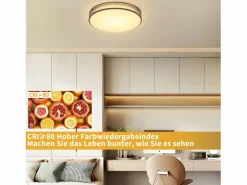 NETTLIFE Lámpara de Techo LED 38W Redonda Moderna Regulable con Control Remoto Lámpara de Dormitorio con Pantalla de Tela Lámpara de para Gris Clearance