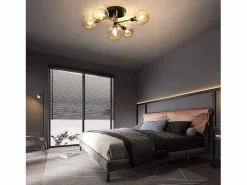 NETTLIFE Plafón|Lámpara de Techo LED Sala de Estar Dormitorio con 5 Bombillas G9 Bolas de Vidrio Luz de Sala de Estar Dormitorio Lámpara de araña Interior