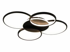 NETTLIFE Lámpara de techo LED para sala de estar regulable de 70 W con control remoto, 5 anillos, acrílico moderno blanco Negro Hot