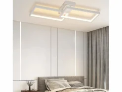 NETTLIFE Lámpara de Techo LED Metal 48W 80CM Lámpara de Salón Moderna Regulable con Diseño Rectangular para Dormitorio Infantil Blanco Clearance