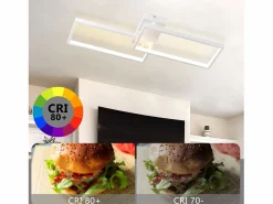 NETTLIFE Lámpara de Techo LED Metal 48W 80CM Lámpara de Salón Moderna Regulable con Diseño Rectangular para Dormitorio Infantil Blanco Clearance