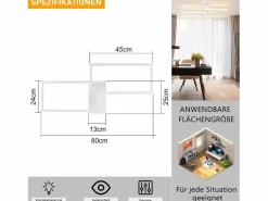 NETTLIFE Lámpara de Techo LED Metal 48W 80CM Lámpara de Salón Moderna Regulable con Diseño Rectangular para Dormitorio Infantil Blanco Clearance