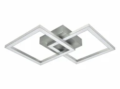 NETTLIFE Lámpara de techo LED cuadrada plateada moderna para dormitorio, 24 W, metal, 3000 K, blanco cálido para pasillo Plateado Hot