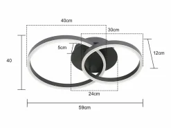 NETTLIFE Plafón|, lámpara de techo LED regulable, iluminación de techo para el salón, lámpara para el dormitorio 46W, 2 anillos