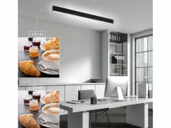 NETTLIFE Plafón|Lámpara de Techo LED - Lámpara de Negra de 25 W Panel de lámpara Regulable de 80 cm de Largo con Control Remoto Moderno para de Dormitorio