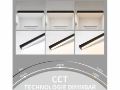 NETTLIFE Plafón|Lámpara de Techo LED - Lámpara de Negra de 25 W Panel de lámpara Regulable de 80 cm de Largo con Control Remoto Moderno para de Dormitorio