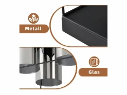 NETTLIFE Lámpara de techo para salón, cristal, 4 bombillas, E27, estilo industrial vintage, metal, , retro Negro Sale
