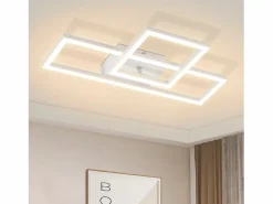 NETTLIFE Plafón|Lámpara de techo LED para salón, 20 W, diseño moderno, lámpara de cocina, cálido, cuadrada, blanca