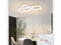 NETTLIFE Plafón|Lámpara de techo LED para salón, 20 W, diseño moderno, lámpara de cocina, cálido, cuadrada, blanca