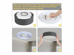 Lámpara de Techo Redonda Moderna E27 38CM 2 Bombillas Máx.25W con Pantalla de Tela Lámpara de Dormitorio para Salón Pasillo^NETTLIFE