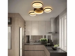 Lámpara de Techo LED Cálido 29W Moderna con 4 Anillos Lámpara de Diseño Lámpara Decorativa para Dormitorio para Habitación Infantil^NETTLIFE Sale