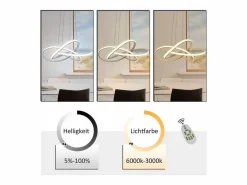 NETTLIFE Lámpara Suspendida|Lámpara LED para salón, lámparas colgantes, mesa de comedor, blanca, 62W, regulable con mando a distancia