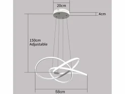 NETTLIFE Lámpara Suspendida|Lámpara LED para salón, lámparas colgantes, mesa de comedor, blanca, 62W, regulable con mando a distancia