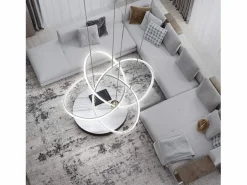 NETTLIFE Lámpara Suspendida|Lámpara LED para salón, lámparas colgantes, mesa de comedor, blanca, 62W, regulable con mando a distancia