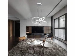 NETTLIFE Lámpara Suspendida|Lámpara LED para salón, lámparas colgantes, mesa de comedor, blanca, 62W, regulable con mando a distancia