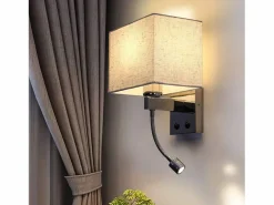 lote de 2 lámparas murales LED para interiores, para habitación, aplique para salón, lámpara de cabecera, cama de tela con brazo de lectura flexible E27.^NETTLIFE Hot