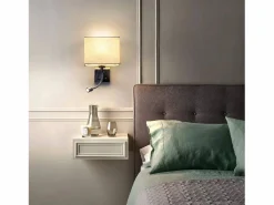 lote de 2 lámparas murales LED para interiores, para habitación, aplique para salón, lámpara de cabecera, cama de tela con brazo de lectura flexible E27.^NETTLIFE Hot