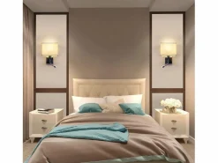 lote de 2 lámparas murales LED para interiores, para habitación, aplique para salón, lámpara de cabecera, cama de tela con brazo de lectura flexible E27.^NETTLIFE Hot