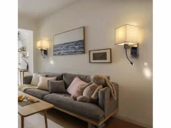 lote de 2 lámparas murales LED para interiores, para habitación, aplique para salón, lámpara de cabecera, cama de tela con brazo de lectura flexible E27.^NETTLIFE Hot