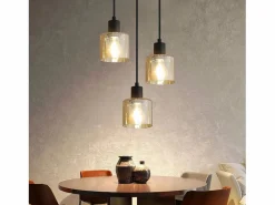 NETTLIFE Lámpara Suspendida|Mesa de comedor suspendida. Lámpara colgante vintage con 3 bombillas. Lámpara de mesa de comedor suspendida, E27, metal negro, retro industrial.