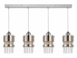 NETTLIFE Lámpara Suspendida|Mesa de comedor suspendida moderna de cristal, con 4 lámparas E27 suspendidas, 150 cm, altura regulable.