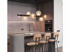 NETTLIFE Lámpara Suspendida|Mesa de comedor colgante, lámpara colgante para salón, colgante G9, 8 bombillas de vidrio moderno.