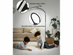 NETTLIFE Mesa de luz LED Salón Dimmable - Moderna, 10W Táctil, Oficina con temporizador, Cama con cuello de cisne ajustable Negro Online