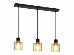 NETTLIFE Mesa suspension para comer, lámpara colgante vintage, 3 bombillas colgantes E27, metal negro, retro industrial. Dorado