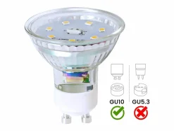 Pack 10 bombillas LED GU10 5W, cálido, sustituye 50W, ahorro energético, 3000K, ángulo 110°, reflector fijo.^NETTLIFE Hot