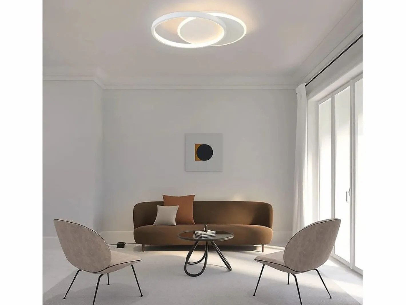 NETTLIFE Plafón LED Ajustable con Telécontrol, Blanco. Plafón de 35W, Moderno, Plano y Redondo, de 41 cm de Diámetro. Negro / Blanco Clearance