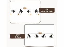 NETTLIFE Plafón LED de 4 llama - Plafón GU10 Foco giratorio Aplique de madera Foco de pared para salón dormitorio Sin bombilla Negro Online
