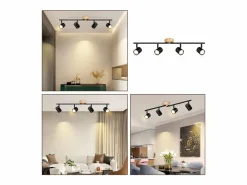 NETTLIFE Plafón LED de 4 llama - Plafón GU10 Foco giratorio Aplique de madera Foco de pared para salón dormitorio Sin bombilla Negro Online