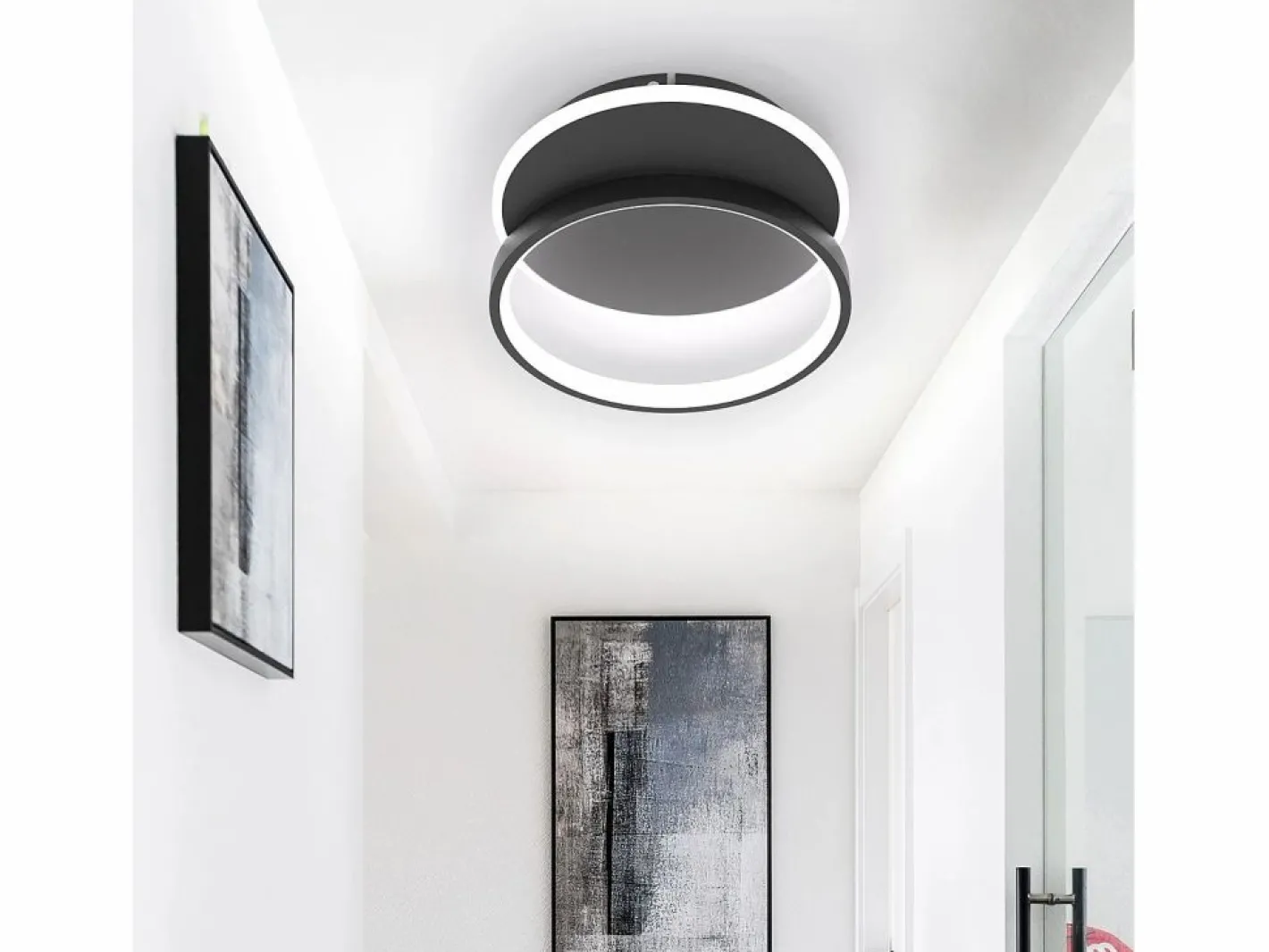 NETTLIFE Plafón|Plafón LED para salón, dimmable, moderno, con mando a distancia para el pasillo.