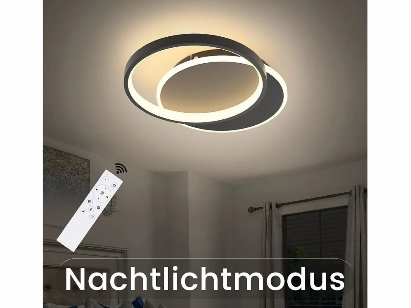 NETTLIFE Plafón|Plafón LED para salón, dimmable, moderno, con mando a distancia para el pasillo.
