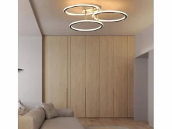 NETTLIFE Plafóndido LED Moderno, Diseño de Anillos, Luz Blanca Cálida 3000K, 41W, 3 Llames. Plateado Discount