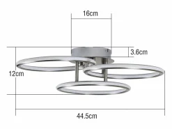 NETTLIFE Plafóndido LED Moderno, Diseño de Anillos, Luz Blanca Cálida 3000K, 41W, 3 Llames. Plateado Discount
