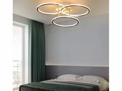 NETTLIFE Plafóndido LED Moderno, Diseño de Anillos, Luz Blanca Cálida 3000K, 41W, 3 Llames. Plateado Discount