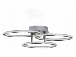 NETTLIFE Plafóndido LED Moderno, Diseño de Anillos, Luz Blanca Cálida 3000K, 41W, 3 Llames. Plateado Discount