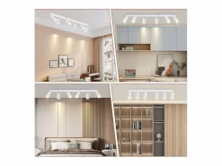 NETTLIFE Plafonero de 6 focos moderno: plafonero con foco GU10 giratorio hasta 355° de metal para interiores, para cocina, salón, dormitorio, sin bombilla. Blanco Sale